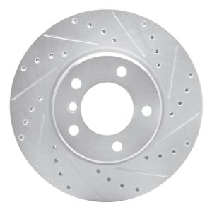 BMW 525I Brake Rotor (1) - Front Right - R1 Concepts - Drilled & Slotted - Silver - `04-`10